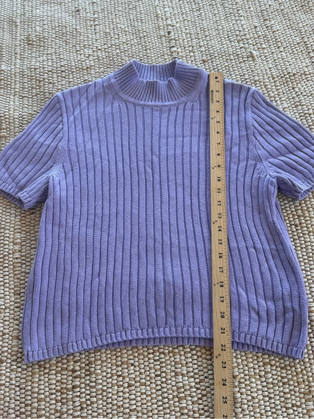J. Crew Cotton-blend short-sleeve turtleneck sweater Hampton Purple size large